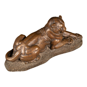 Vintage j.l. Boulton Bronze-Clad Reclining Tiger Sculpture