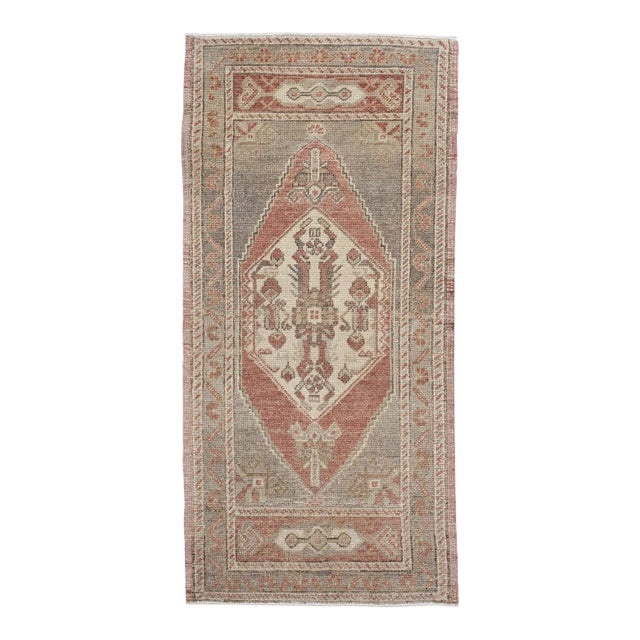 Oriental Hand Knotted Vintage Turkish Mini Rug 1'8" x 3'4" For Sale