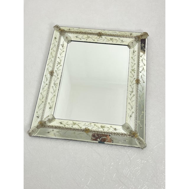 Ercole Barovier Large Mid-Century Venetian Murano Glass Mirror in the style of Ercole Barovier, 1960s For Sale - Image 4 of 12