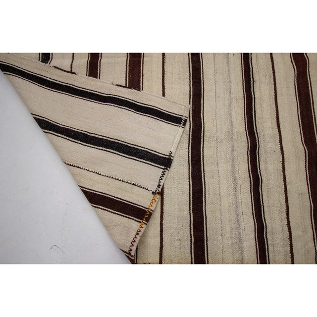 Mid 20th Century Vintage Turkish Vertical Striped Wool Kilim Rug - 6′8″ × 11′5″ For Sale - Image 5 of 7