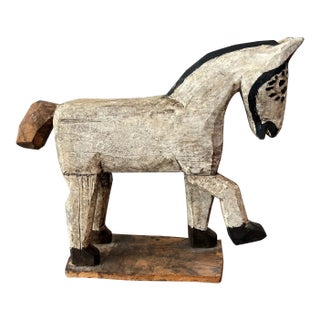 Antique Guatemalan Hand Carved & Painted Horse Folk Art Sculpture For Sale