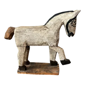 Antique Guatemalan Hand Carved & Painted Horse Folk Art Sculpture
