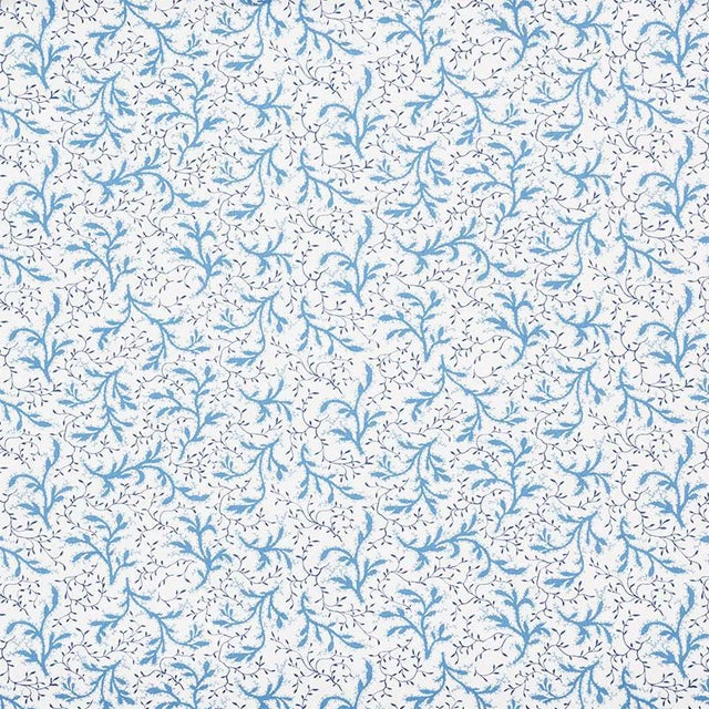 Schumacher X Celerie Kemble Sprig Fabric in Afternoon Blue For Sale