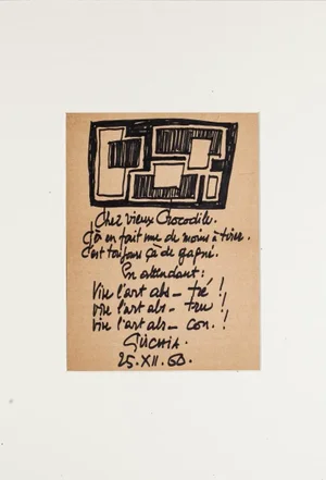 Poetical Composition - Original Pen on Cardboard by Léon Gischia - 20th Century 20th Century