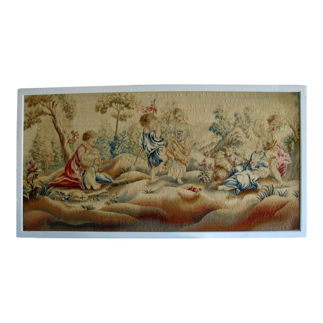 Scene Galente Verdure Aubusson Tapestry Circa 1700 For Sale