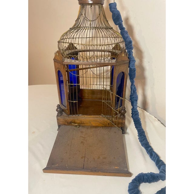 Antique 1800's Handmade Westley Richards Gunsmith Wood Stained Glass Birdcage For Sale - Image 15 of 17