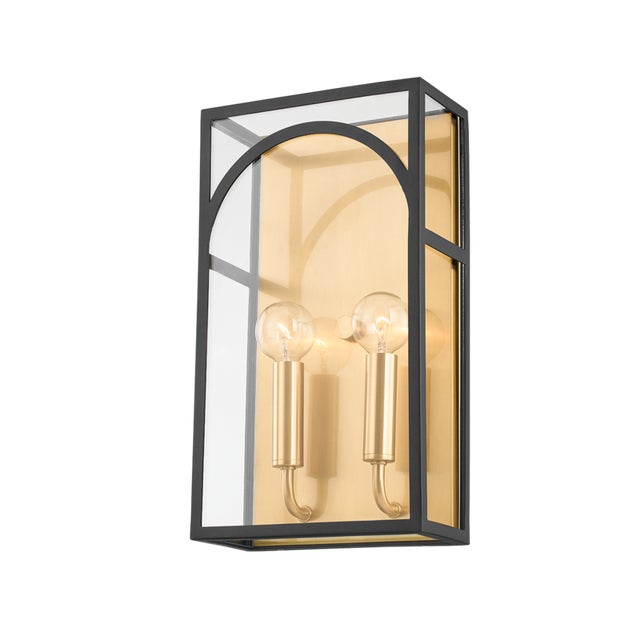 Traditional Mitzi Addison 2-Light Wall Sconce, Aged Brass/Textured Black Combo For Sale - Image 3 of 3