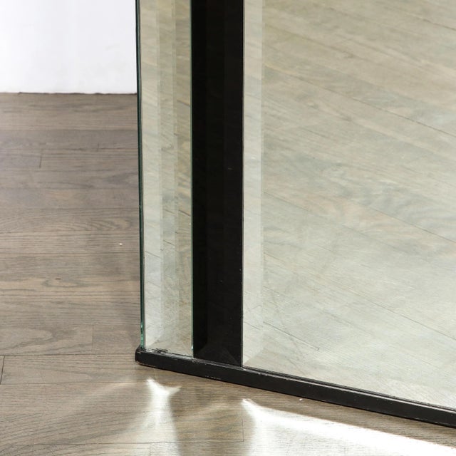 Mid-Century Modernist Mirrored Pedestal With Alternating Vitrolite Strips For Sale - Image 10 of 12