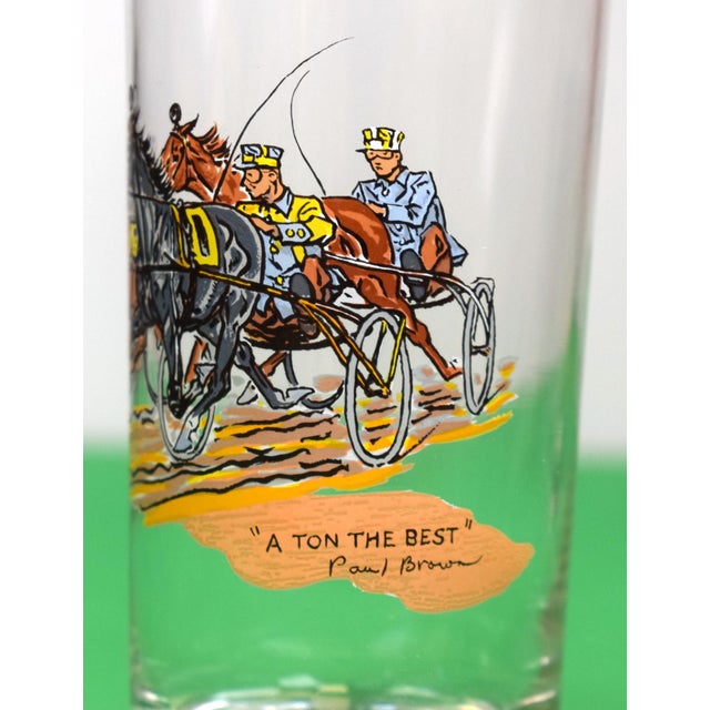 Set X 3 Paul Brown Hand Painted Harness Scene Highball Cocktail Glasses For Sale - Image 4 of 4