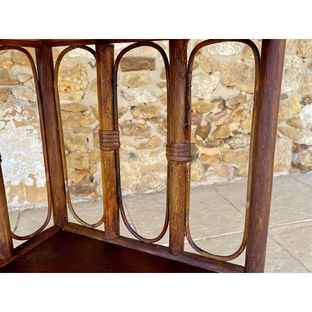 Mid-Century Bamboo & Rattan 3-Tier Corner Shelf, 1960s For Sale - Image 13 of 18