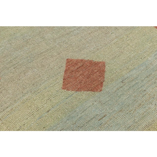 Modern Minimalist Persian Gabbeh Wool Runner – Earthy Beige & Rust Tribal Motif For Sale In New York - Image 6 of 8