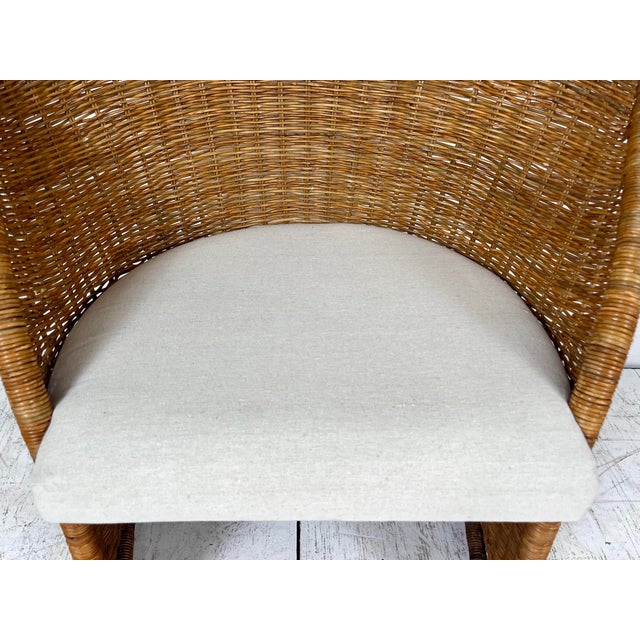 Vintage Fan Back Wicker Chair For Sale - Image 10 of 12