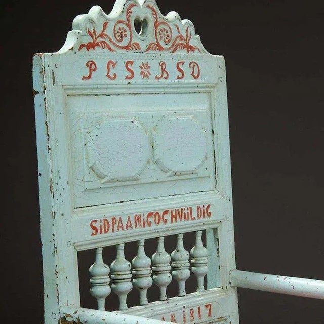 Danish Lars (Hugger) Pedersen Folk Art Painted Birch Armchair For Sale - Image 4 of 10