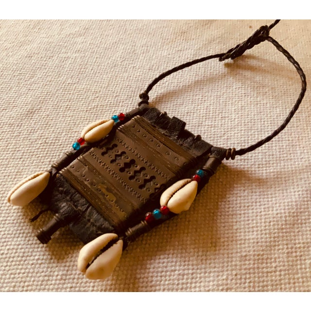 1920s Tuareg Leather Brass African Talisman Wall Hanging For Sale - Image 6 of 6
