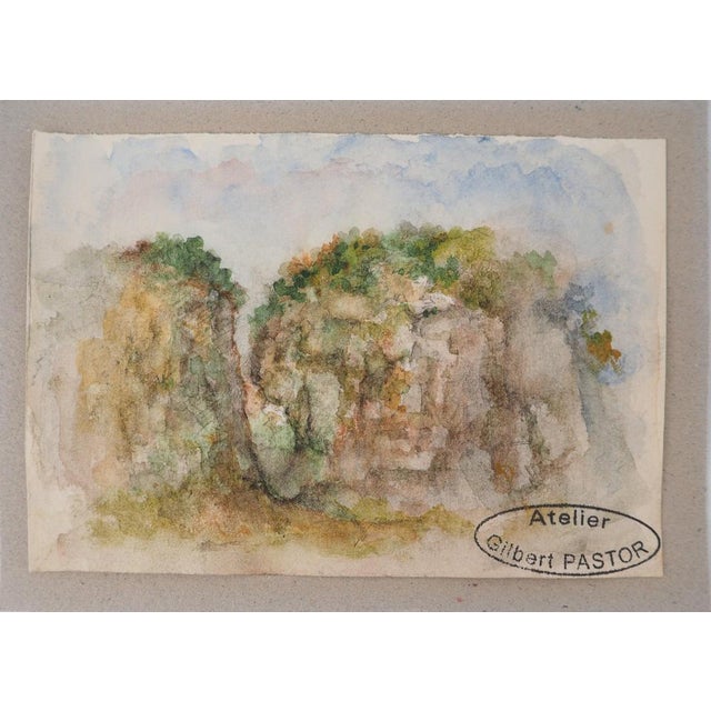 Modern Gilbert Pastor, Breach Hidden by Plants, Original Signed Watercolor For Sale - Image 3 of 5