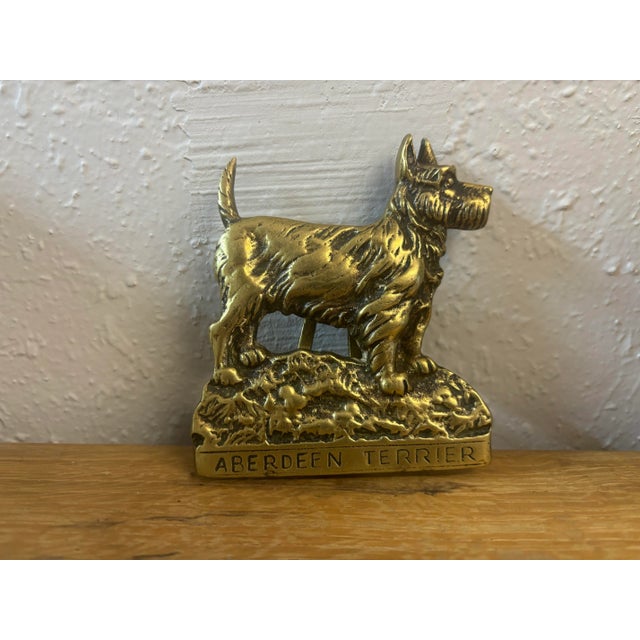 Vintage English Brass Aberdeen Terrier Door Knocker For Sale - Image 4 of 4