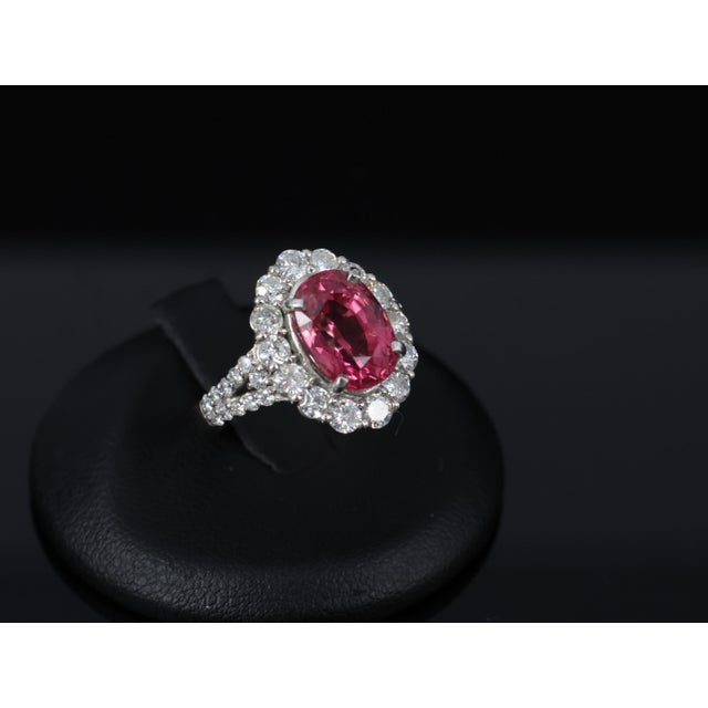 Metal Late 20th Century Rare 4.18ct Gia Certified Pink Sapphire & 1.32ct Diamond Platinum Ring Size 6.25 For Sale - Image 7 of 18