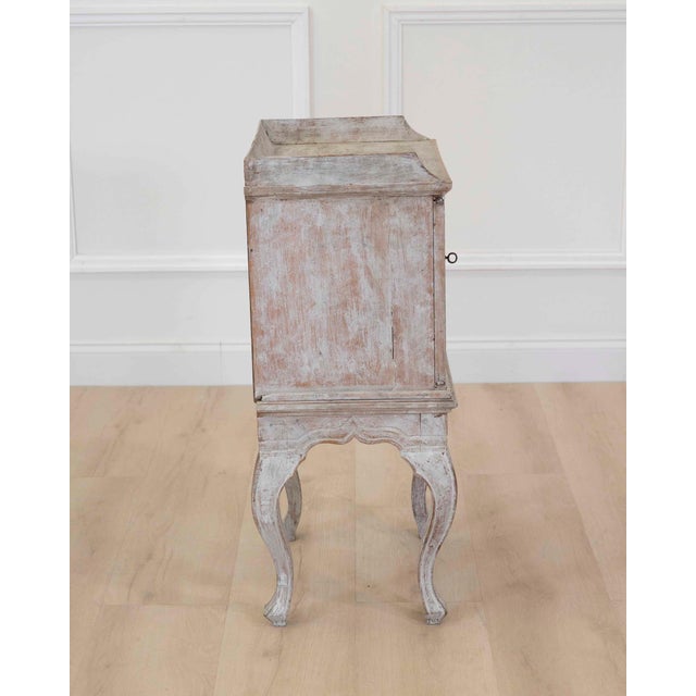 Light Gray 18th Century Rococo Nightstand in Later Grey Paint For Sale - Image 8 of 9