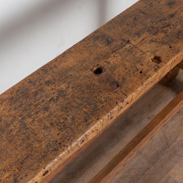 19th Century Rustic Carpenter's Workbench Console Table From France For Sale - Image 6 of 18