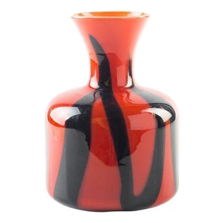 Red and Black Glass Vase, Northern Europe, 1980s For Sale