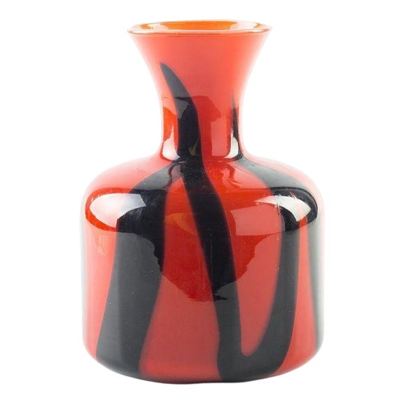 Red and Black Glass Vase, Northern Europe, 1980s For Sale