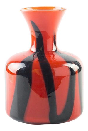Red and Black Glass Vase, Northern Europe, 1980s