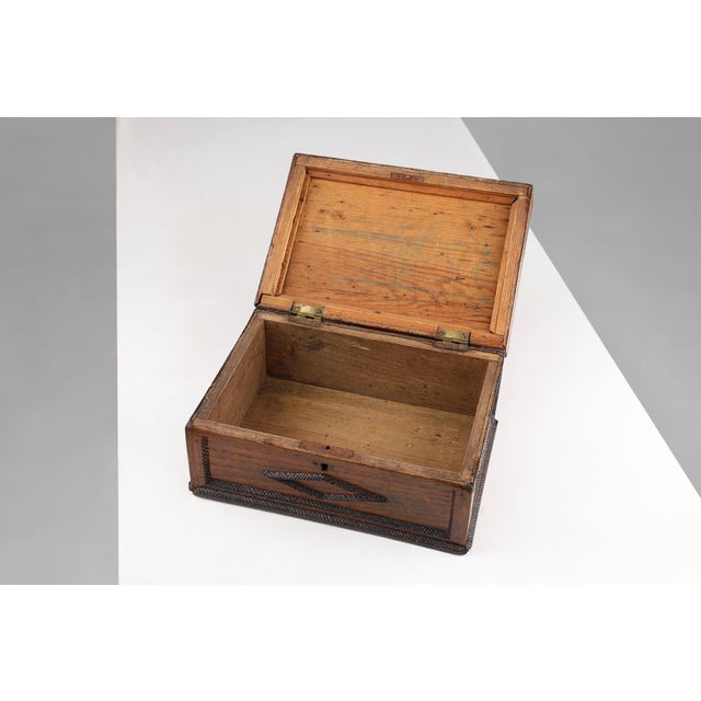 Art Deco French Sewing Box in Sculpted Wood, 1890s For Sale - Image 4 of 11