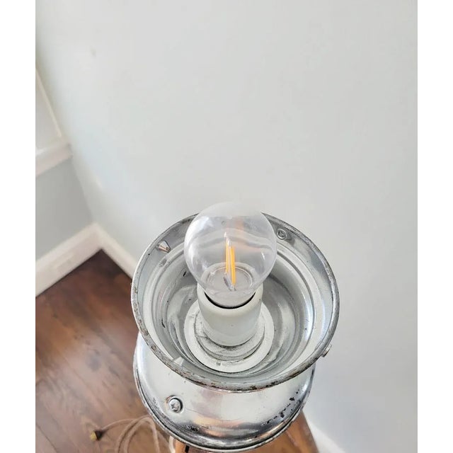 Wood Vintage Mid 20th Century Industrial Style Tripod Floor Lamp With Lighthouse Style For Sale - Image 7 of 12