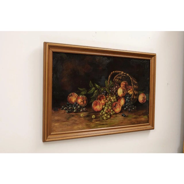 American Mid 19th Century American School Still Life of Peaches and Grapes Oil Painting, Framed For Sale - Image 3 of 13
