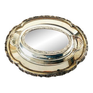 Antique Silverplate Ornate Covered Vegetable Dish For Sale