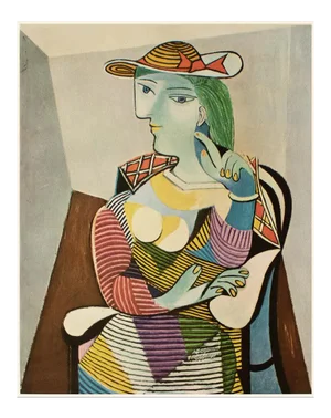 1954 After Pablo Picasso "Woman With a Hat", Period First Italian Edition Offset Lithograph