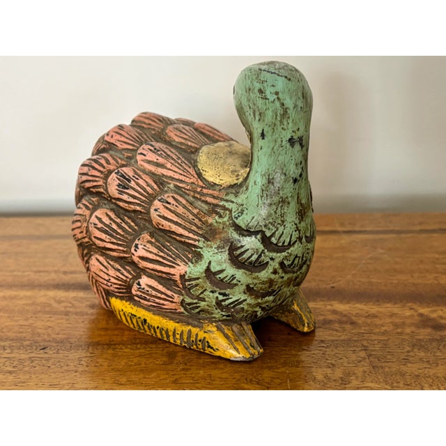 Rustic 1990s Folk Art Wood Carving of a Bird For Sale - Image 3 of 6