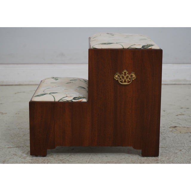 Chippendale Henkel Harris Walnut Upholstered Tread Bed Steps For Sale - Image 3 of 15