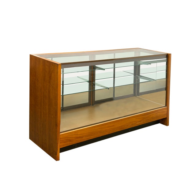 Art Deco Vintage Glass Top Shelves Storage Display Showcase Cabinet For Sale - Image 3 of 17