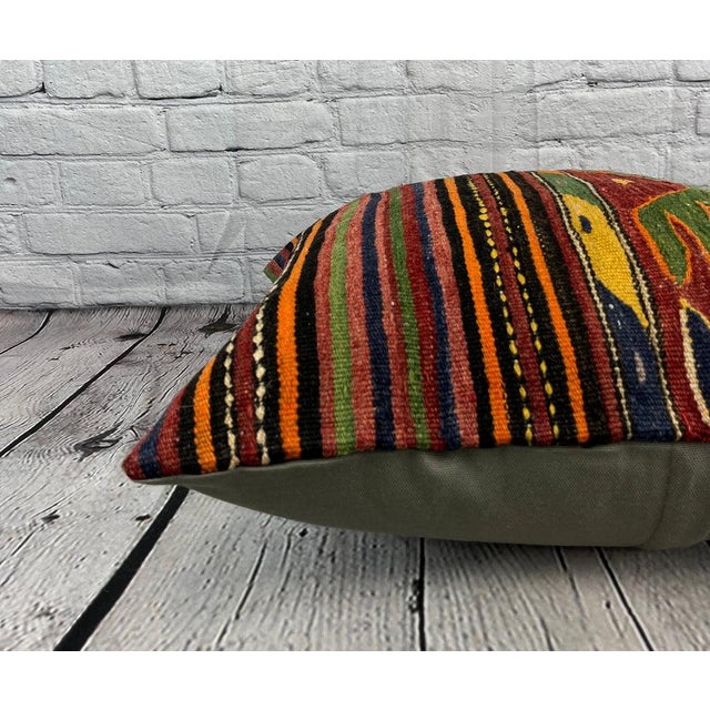 20 x 20 Kilim Pillow Turkish Cushion Natural Anatolian Night Pillow Cushion Cover For Sale - Image 4 of 4