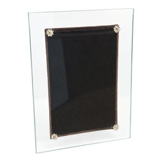 Vintage 1940s Floating Glass Frame With Venetian Style Molded Glass Rosettes For Sale