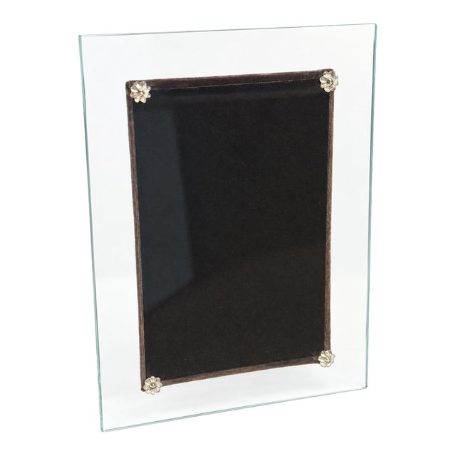 Vintage 1940s Floating Glass Frame With Venetian Style Molded Glass Rosettes For Sale