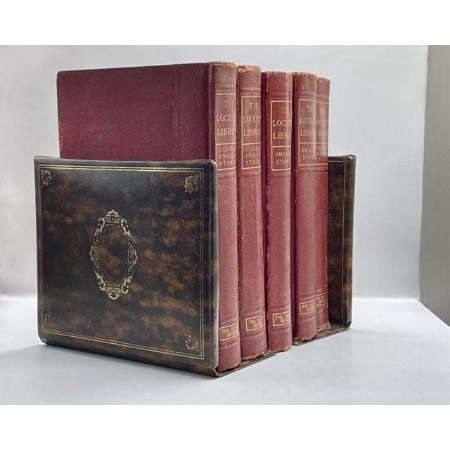 A pair of vintage faux leather bookends in very good condition. Ships within 1-2 days using USPS. All items packed with...