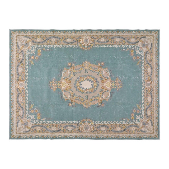 Vintage Chinese Art Deco Hand Knotted Wool Rug, 9'8x13'6 For Sale