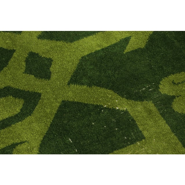 Vintage Zeki Müren Rug in Forest Green With Geometric Pattern - Rug & Kilim For Sale In New York - Image 6 of 8