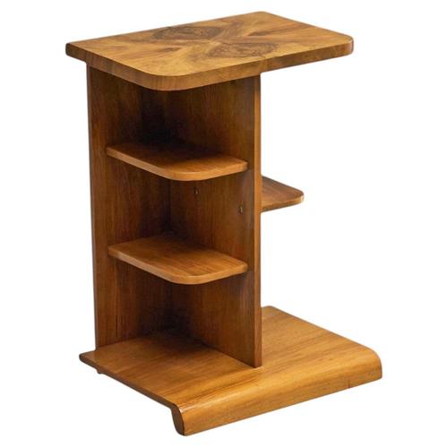 Art Deco Side Table with Shelves in Bookmatched Walnut Veneer, 1920s For Sale - Image 15 of 15