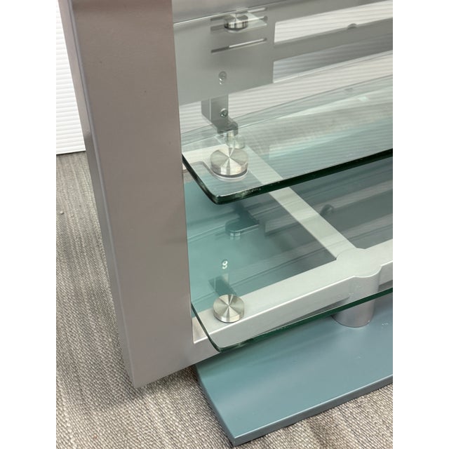 Bdi Contemporary Glass & Metal Tv Stand/Console For Sale - Image 11 of 12
