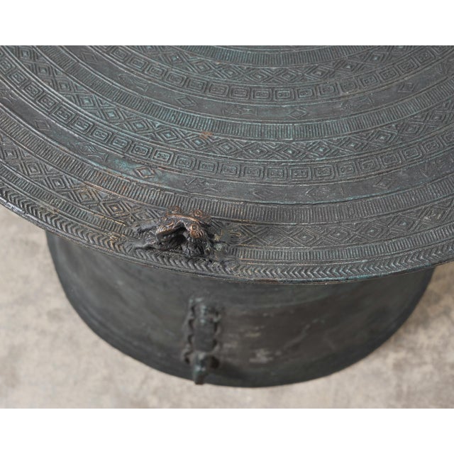 Southeast Asian Bronze Frog Rain Drum or Drinks Table For Sale - Image 9 of 18