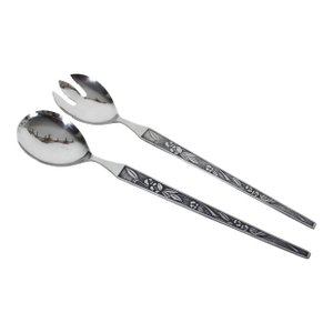 1960s Japanese Salad Serving Spoons, Mid Century Modern Stainless Steel Japan