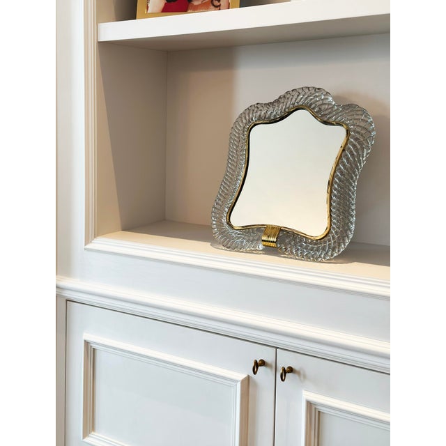 Mid-Century Modern Murano Glass Vanity Mirror by Barovier and Toso, Italy, 1940s For Sale - Image 3 of 10