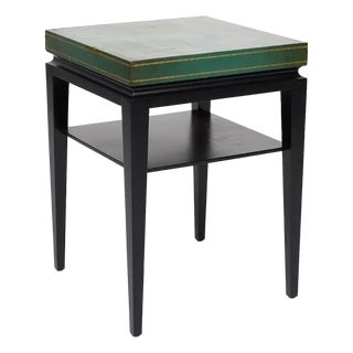 Tommi Parzinger Green Leather Top Side Table Model No. 3033, 1950s, Usa. For Sale