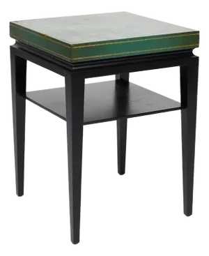 Tommi Parzinger Green Leather Top Side Table Model No. 3033, 1950s, Usa.