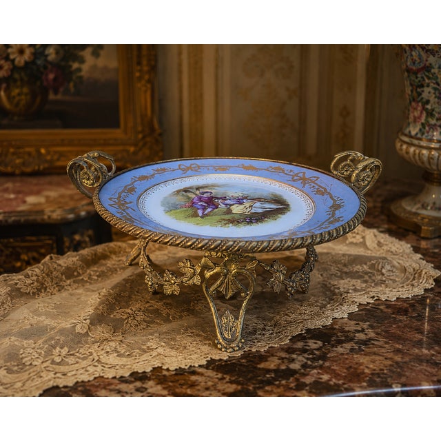 Antique French Château De Fontainebleau Porcelain & Gilt Bronze (Ormolu) Centerpiece Bowl For Sale - Image 9 of 9