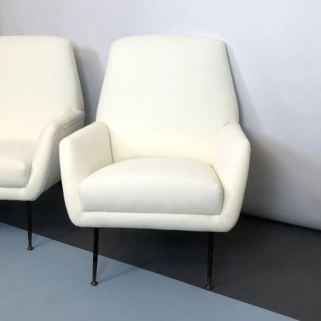 Set of Italian White Velvet Armchairs, 1950s For Sale - Image 16 of 18