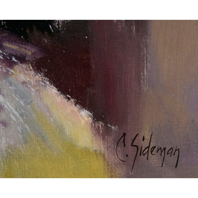 White "Rain-Drenched Marina" Mid Century Modern Oakland Seascape in Oil on Linen by Carol Sideman For Sale - Image 8 of 9